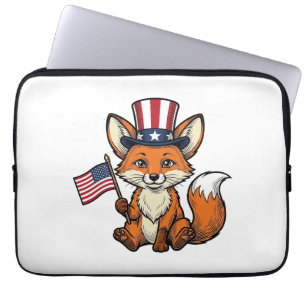 Patriotischer Fuchs Vintage Gravur Shirt Design_1 Laptopschutzhülle