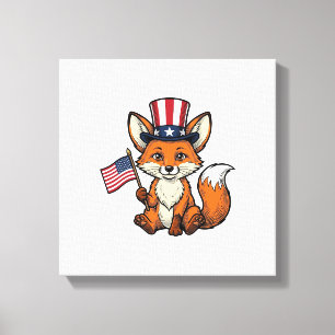 Patriotischer Fuchs Vintage-Gravur-Shirt-Design_1 Leinwanddruck
