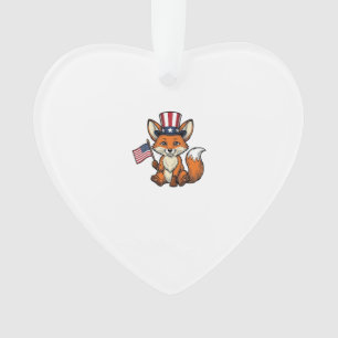 Patriotischer Fuchs Vintage Gravur Shirt Design_1 Ornament