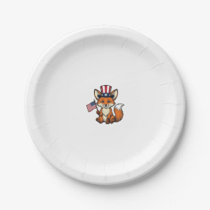 Patriotischer Fuchs Vintage Gravur Shirt Design_1 Pappteller