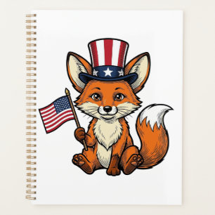 Patriotischer Fuchs Vintage-Gravur-Shirt-Design_1 Planer