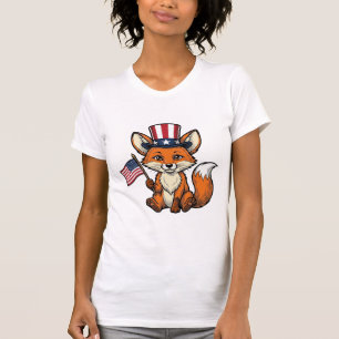 Patriotischer Fuchs Vintage-Gravur-Shirt-Design_1 T-Shirt