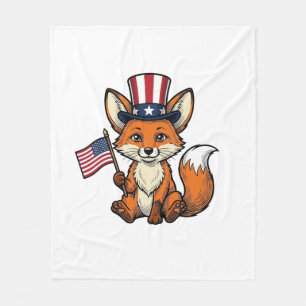 Patriotischer Fuchs Vintage-Stickerei-Shirt-Design Fleecedecke