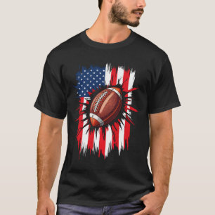 Patriotischer Fußball 4. Juli Amerikanische Flagge T-Shirt