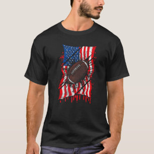 Patriotischer Fußball 4. Juli Amerikanische Flagge T-Shirt