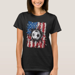 Patriotischer Fußball 4. Juli Männer USA Amerikani T-Shirt