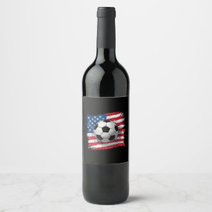 Patriotischer Fußball 4. Juli Männer USA Amerikani Weinetikett