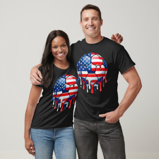 Patriotischer Fußball Juli Vierter Tropfen T-Shirt