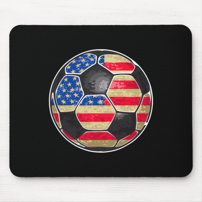 Patriotischer Fußball USA-Flagge  Mousepad (Vorne)