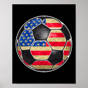 Patriotischer Fußball USA-Flagge  Poster