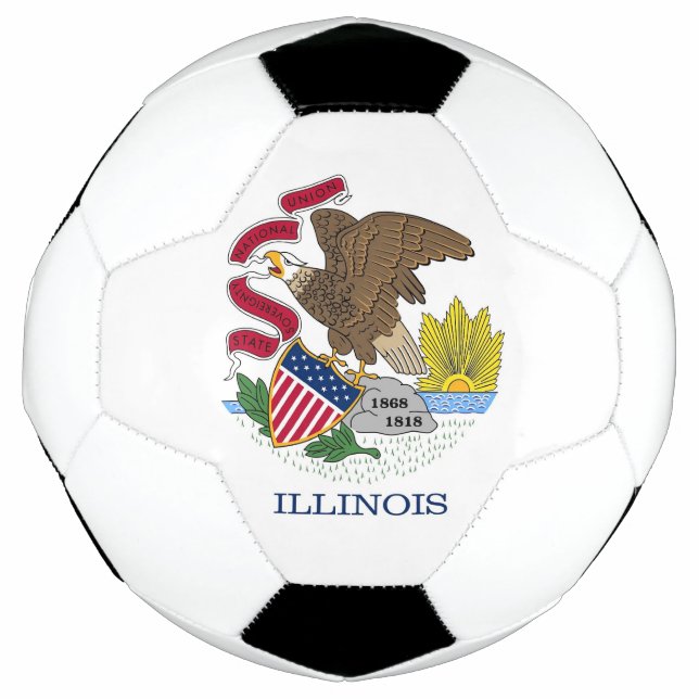 Patriotischer Fußballball mit Flagge von Illinois, Fußball (Vorderseite)