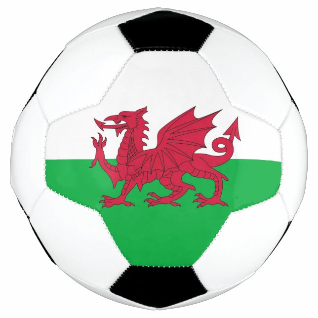 Patriotischer Fußballball mit Wales-Flagge Fußball (Vorderseite)