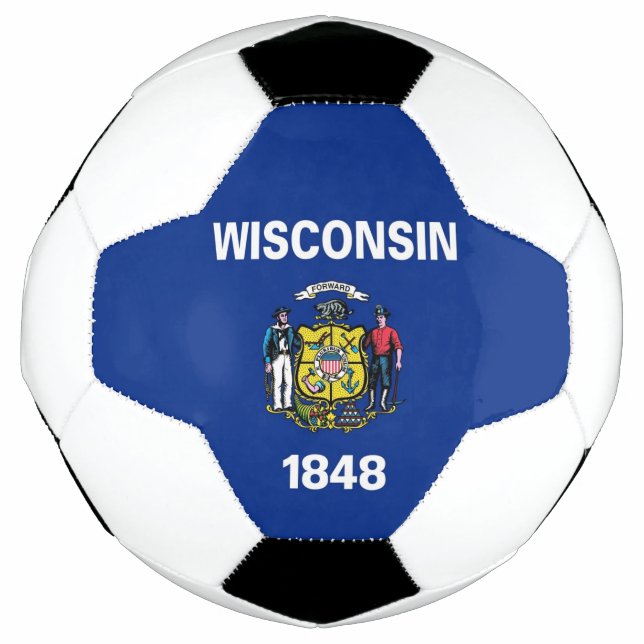 Patriotischer Fußballball mit Wisconsin-Staatsflag Fußball (Vorderseite)