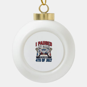 Patriotischer Gamer 4. Juli Vintage Vector Shirt_1 Keramik Kugel-Ornament