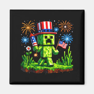 Patriotischer Gamer Pixel Art USA-Flagge 4. Juli Magnet