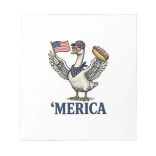 Patriotischer Gans 'Merica Hot Dog Vintage-Shirt D Notizblock