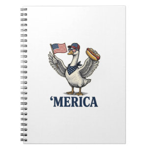 Patriotischer Gans 'Merica Hot Dog Vintage-Shirt D Notizblock