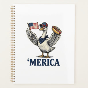 Patriotischer Gans 'Merica Hot Dog Vintage-Shirt D Planer