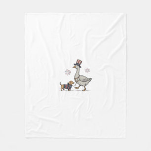 Patriotischer Gans und Dachshund Vintage-Shirt-Des Fleecedecke