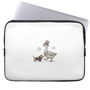 Patriotischer Gans und Dachshund Vintage-Shirt-Des Laptopschutzhülle