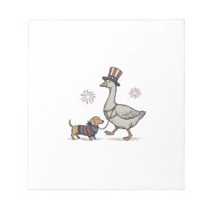 Patriotischer Gans und Dachshund Vintage-Shirt-Des Notizblock
