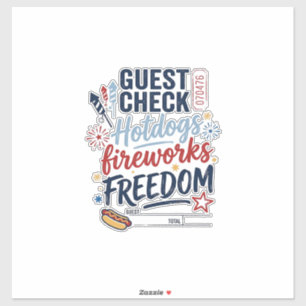 Patriotischer Gastcheck Hotdogs Feuerwerk Freiheit Aufkleber
