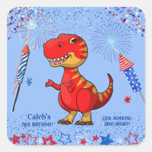 Patriotischer Geburtstag von Dinosaurier, Quadratischer Aufkleber