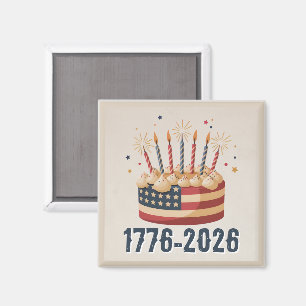 Patriotischer Geburtstagskuchen 1776-2026 Feier Magnet
