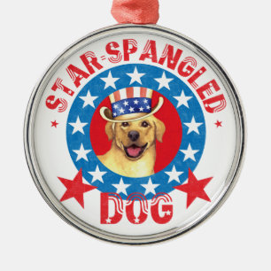 Patriotischer Gelbe Labrador Ornament Aus Metall
