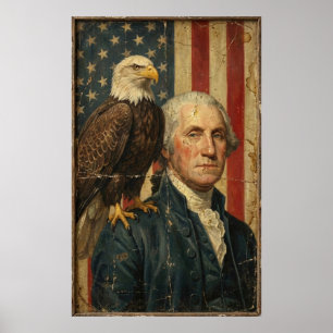 Patriotischer George Washington mit Weißkopfseeadl Poster