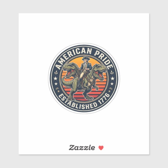 Patriotischer George Washington Reitet T-Rex Ameri Aufkleber (Blatt)