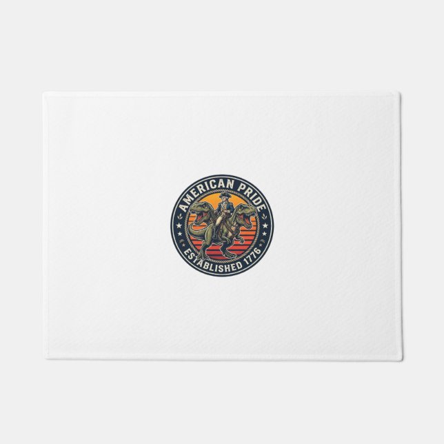 Patriotischer George Washington Reitet T-Rex Ameri Fußmatte (Vorderseite)