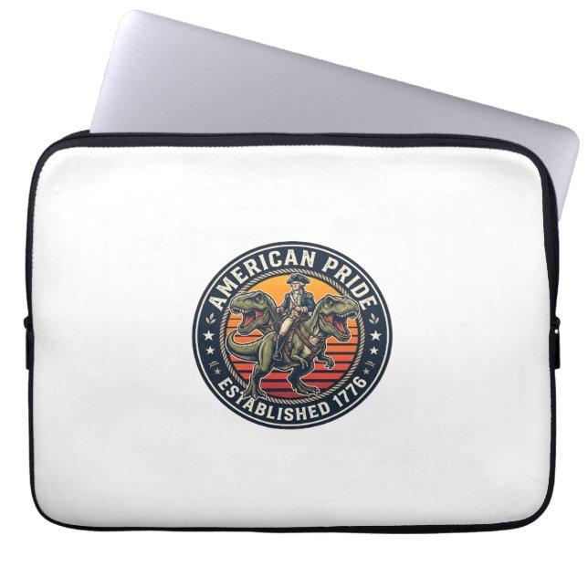 Patriotischer George Washington Reitet T-Rex Ameri Laptopschutzhülle (Vorderseite)