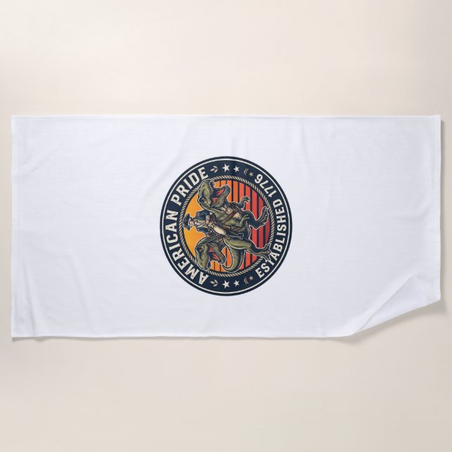 Patriotischer George Washington Reitet T-Rex Ameri Strandtuch (Vorderseite)