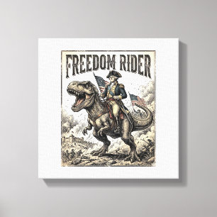 Patriotischer George Washington Reitet T-Rex Freih Leinwanddruck
