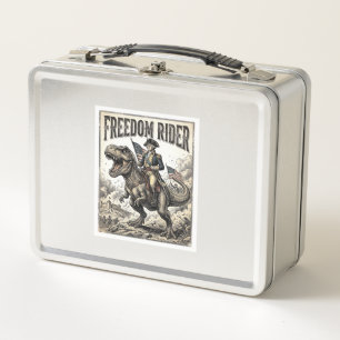 Patriotischer George Washington Reitet T-Rex Freih Metall Brotdose