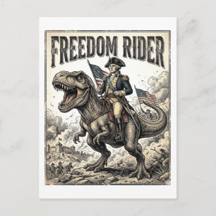 Patriotischer George Washington Reitet T-Rex Freih Postkarte
