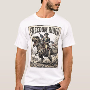 Patriotischer George Washington Reitet T-Rex Freih T-Shirt