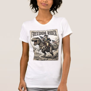 Patriotischer George Washington Reitet T-Rex Freih T-Shirt