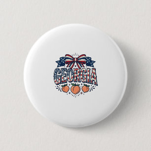 Patriotischer Georgia-Pfirsich-Bogen Vintage 4. Ju Button
