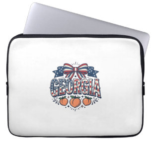 Patriotischer Georgia-Pfirsich-Bogen Vintage 4. Ju Laptopschutzhülle
