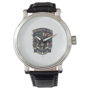 Patriotischer Gesetzloser Totenkopf Sheriff Dunkle Armbanduhr