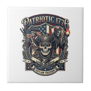 Patriotischer Gesetzloser Totenkopf Sheriff Dunkle Fliese