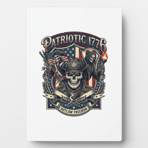 Patriotischer Gesetzloser Totenkopf Sheriff Dunkle Fotoplatte