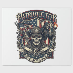 Patriotischer Gesetzloser Totenkopf Sheriff Dunkle Geschenkpapier