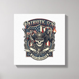 Patriotischer Gesetzloser Totenkopf Sheriff Dunkle Leinwanddruck
