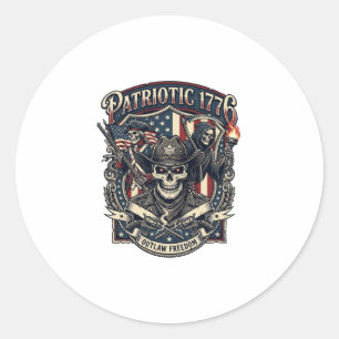 Patriotischer Gesetzloser Totenkopf Sheriff Dunkle Runder Aufkleber