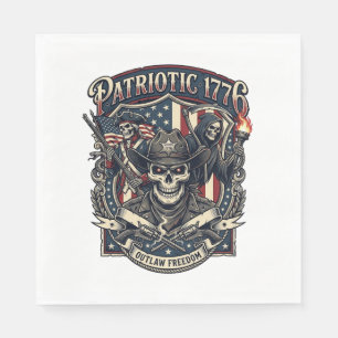 Patriotischer Gesetzloser Totenkopf Sheriff Dunkle Serviette