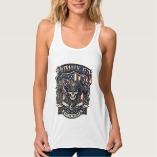Patriotischer Gesetzloser Totenkopf Sheriff Dunkle Tank Top