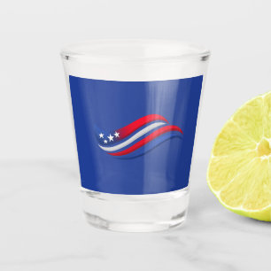 Patriotischer gewellter Flaggenteller USA-Sterne Schnapsglas